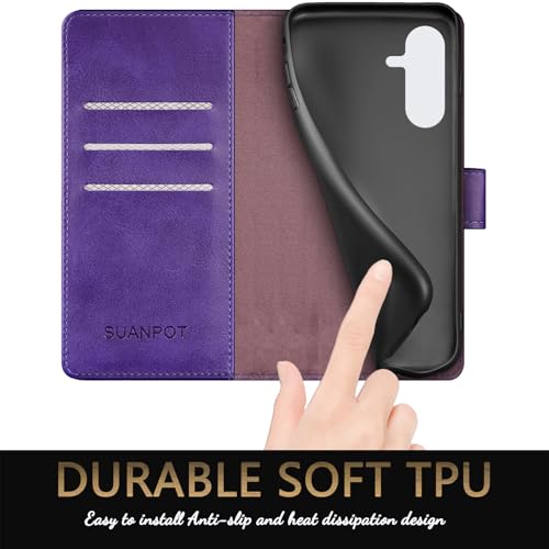Coque Samsung A56 simili cuir violet haute qualité rabat - 5