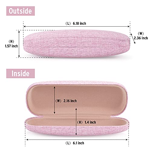 Marvolia Glasses Case Hard Shell Eyeglasses Case Linen Fabrics Protective Case For Sunglasses Eyeglasses With Cleaning Cloth For Men Women - Pink #TOP1