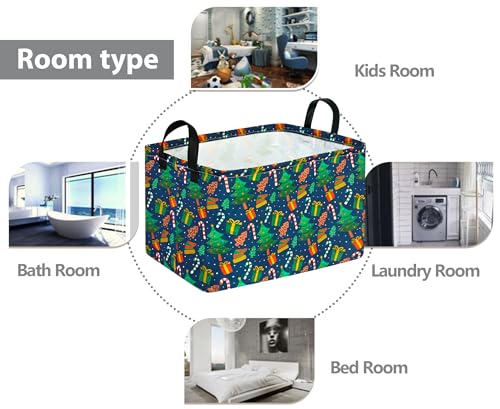 Image of Rectangular Christmas Basket Storage Bin Collapsible Nursery Hamper Book Shelf Basket Xmas Party Box