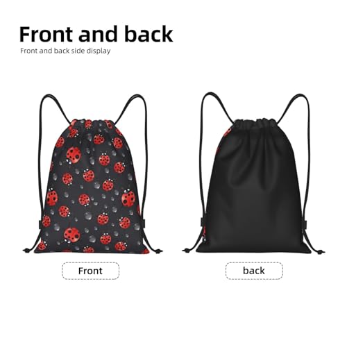 Cute Ladybugs Drawstring Backpack for Women Men Lightweight Sports Gym Sackpack Cinch Bag Water Resistant Draw String Bags for Hiking Yoga Swimming Travel Beach3