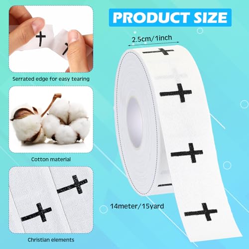 Halloscume 2 Rolls Hockey Tapes Baseball Christian Faith Cross Baseball Grip Bat Tape 15 Yard Lacrosse Softball Bats Sticks Wraps for Soccer Sports Athletic Gift Ice Skate Supplies(White,Cross)