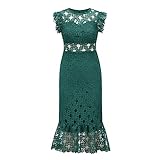 *★♥Tessuti: forniamo sempre tessuti di alta qualità e vestiti di alta qualità. Girocollo, maniche a petalo, gonna a trapezio, molto comodo da indossare, bel tessuto traspirante, motivo alla moda e mini stile sexy.