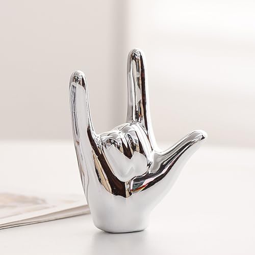 Figura Decorativa de Mano Cerámica Estilo INS Plateada miniatura 1