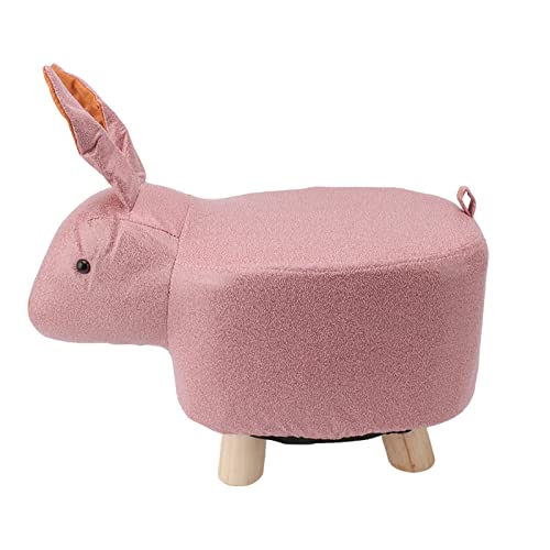 Hirelax 動物フットスツールかわいいデザインアンチスリップパッド快適な柔らかいクッション強固な木製フレーム子供向けの足置きスツール入学式用庭や遊び場に最適 (ピンク) [5]