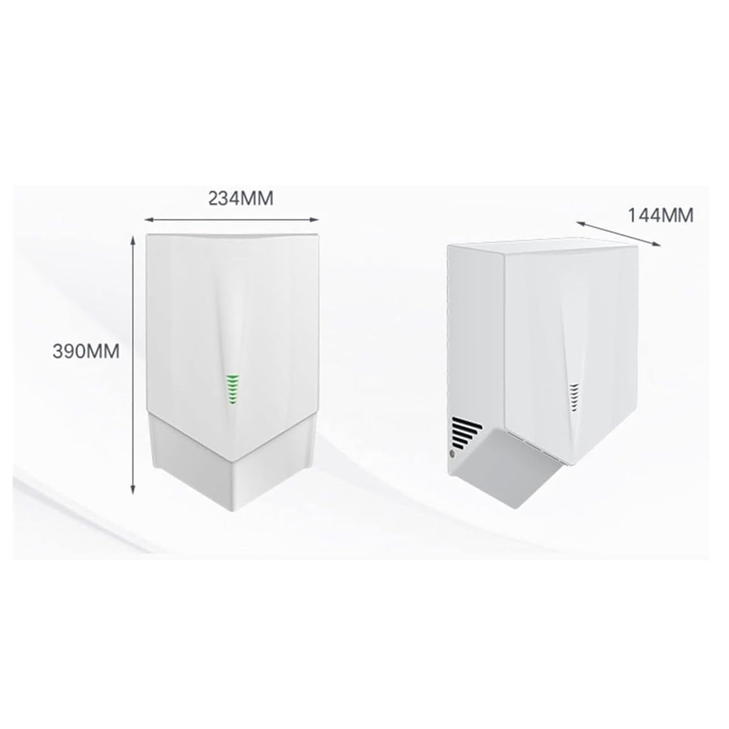 Sèche-Mains électrique Mural Professionnel, autonomie de 6 à 10 Secondes, 1200 W, Chauffage électrique, capteur Automatique, pour la Maison, la Salle de Bain, Le Bureau, Le Restaurant White