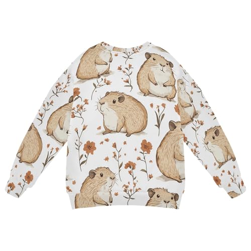 JUNZAN Cute Capybara White Kids Boys Sweatshirts Hoodies Fleece Kids Pullover Hoodie Athletic 4T2