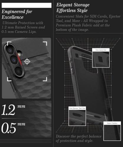 Image of WOW IMAGINE Back Cover for Samsung Galaxy M17 5G | A17 5G | F17 5G with Hexa Cube Design | Ultra Slim Soft Rubberised Case | Inner Velvet Fabric | Flexible Mobile Case | Camera Protection - Black