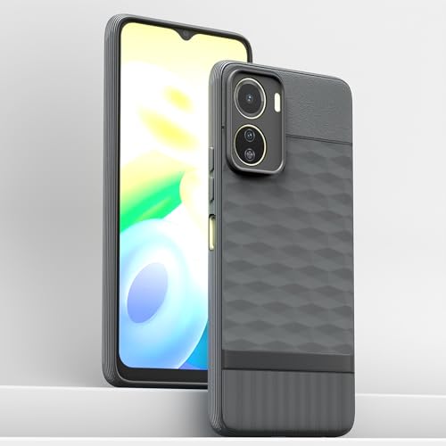 Image of Pikkme Back Cover for Vivo Y16 Camera Protection 3D Hexa Cube Design Silicone Protective Bumper Case (Grey)