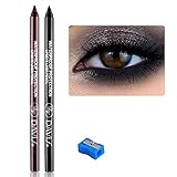 2Pcs Black Brown Smoke Eyeliner Pen Set With Pencil Sharpener, Black Brown Smoke , Colored Colorful