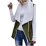 HGps8w Sherpa Suede Leather Vest for Women Fleece Lapel Collar Sleeveless Open Front Woolen Waistcoat Western Outwear