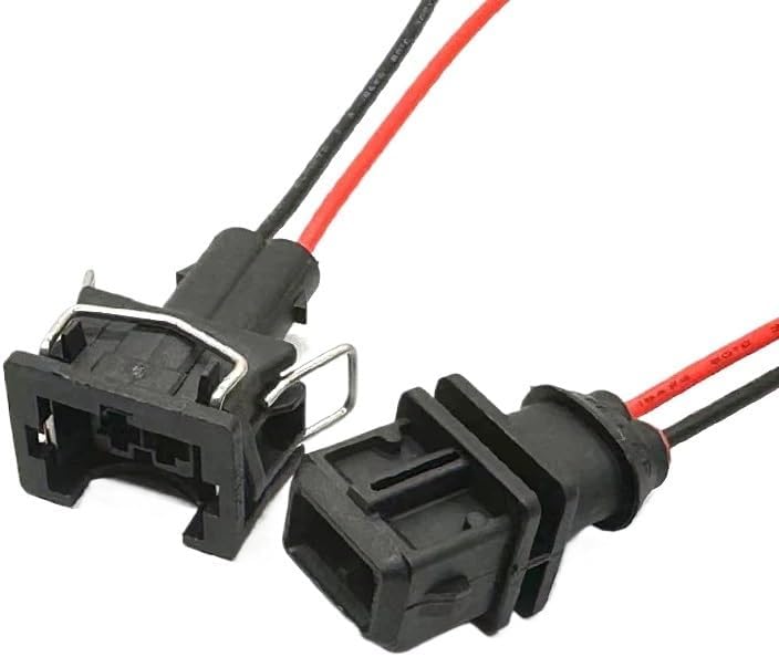 1 Set 2 Pin Automobile Throttle Male Plug Fuel Injector Female Connector for Car(Dark Grey,10 Sets)