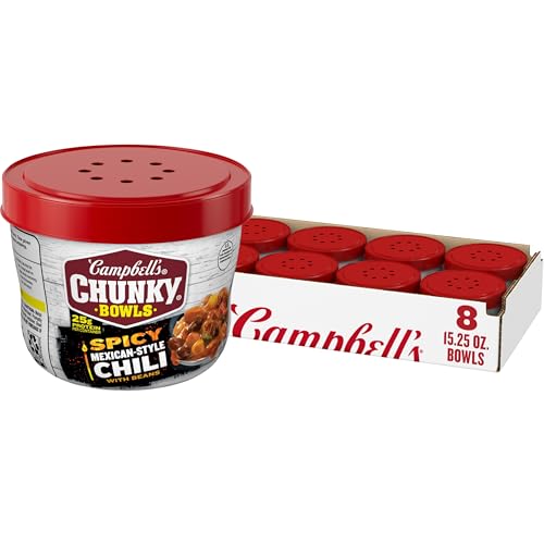 Campbell’s Chunky Spicy Mexican-Style Chili With Beans, 15.25 oz Bowl (8 Pack)