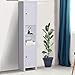 HOMCOM Tall Bathroom Storage Cabinet, Freestanding Linen Tower with 2-Tier Shelf and 2 Cupboards, Narrow Side Floor Organizer, White