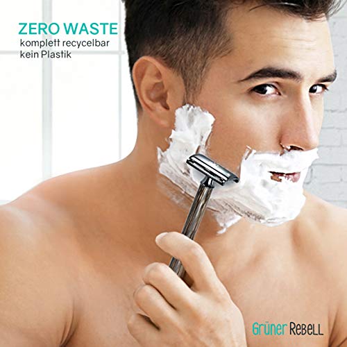 GRÜNER REBELL® Rasierhobel Set mit Bambus Griff & extra breitem Rasierkopf für eine noch sicherere Rasur! Der ZERO WASTE… - Image 7