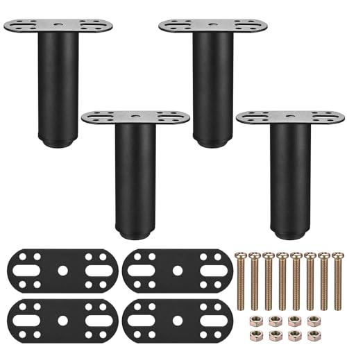 Adjustable Furniture Legs - 4.72"-7.08" Metal Bed Legs, 4 Pcs Slat Support Legs for Cabinet, Chair, Table, Bed Frame Replacement Parts