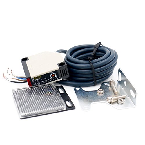Woljay E3JK-R4M2 AC 90-250V Retroreflective Photoelectric Switch with Reflector Panel