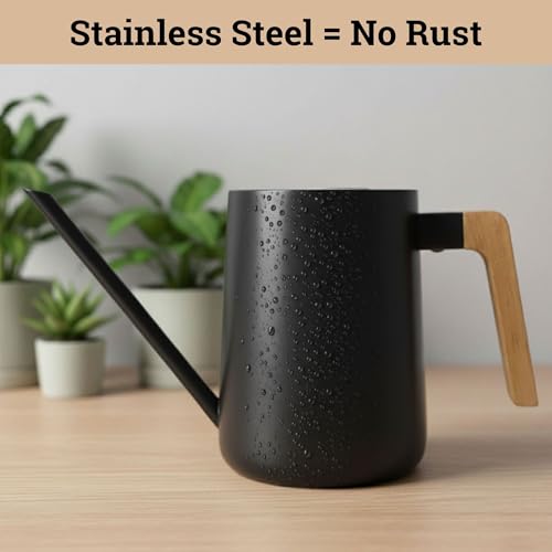 Hb Design Co. Annaffiatoio Da Interno Con Beccuccio Lungo – 992,2 G In Acciaio Inox Nero Per Piante Da Interno - 3