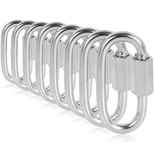 AHUNTTER 16 Pack M5 Quick Chain Links 304 Stainless Steel D Shape Locking Carabiner Quick Link Chain Connector Keychain Buckle - 290KG