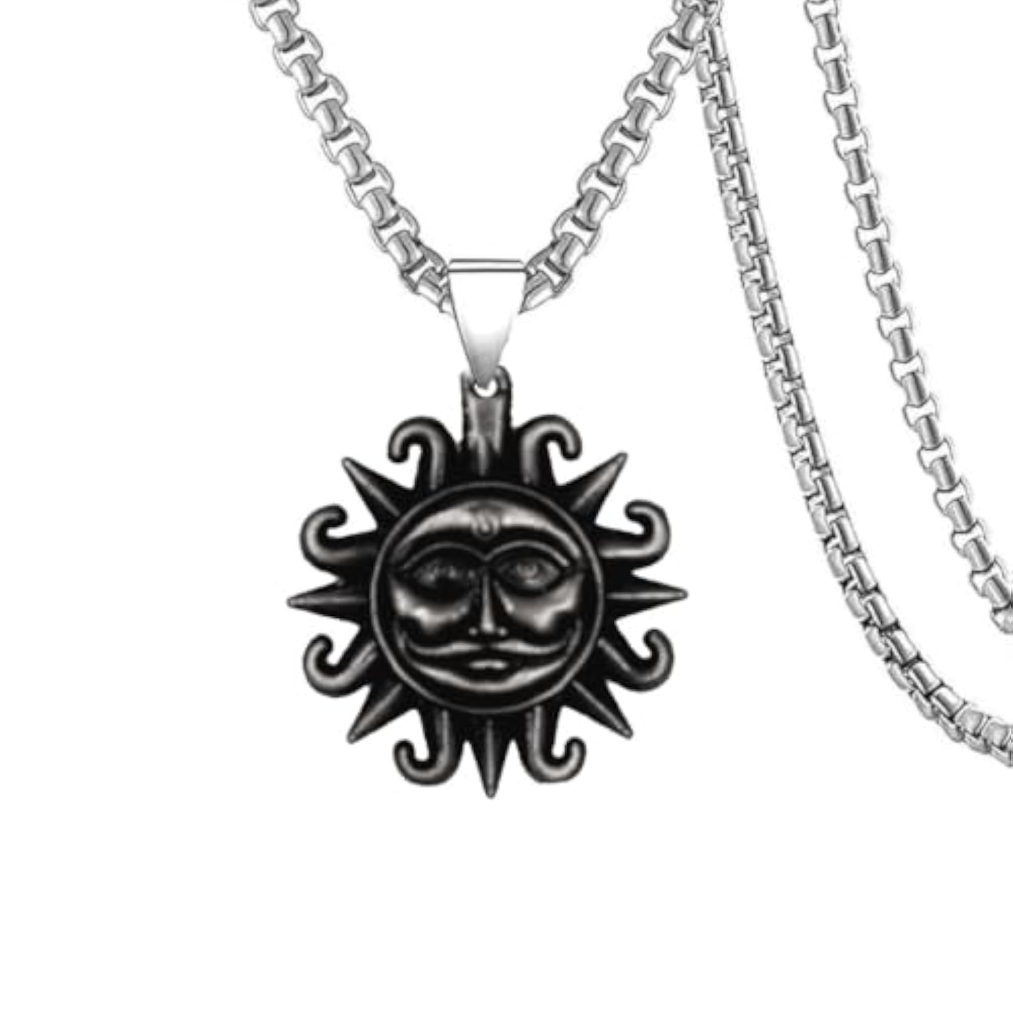 Lord Bhagwan Surya Dev Sun God Grey Metal Pendant with Box Chain