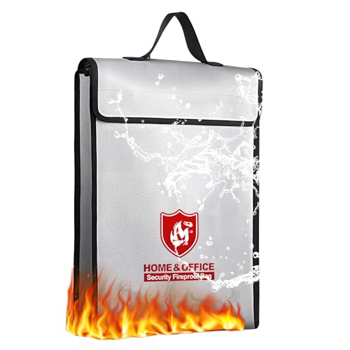 Bolsa de Documentos Ignífuga, Bolsa de Documento Ignífuga y Impermeable, 1200℃ Bolsa de Seguridad Ignífuga, 38x32x8cm Bolsa de Documento Grandes para Pasaportes, Documentos, Dinero