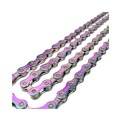 Vg Sports 6/7/8/9/10/11 Speed Bike Chain,Half/Full Hollow Lightweight Bicycle Chain For Road Bike Mtb, Rainbow, 116 Links With Missing Link #TOP3