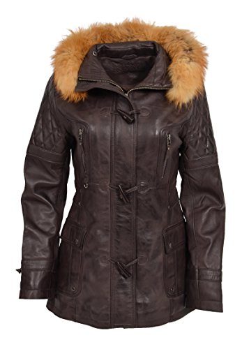 Parka en cuir Ariel marron idéale pour le quotidien urbain veste à capuche amovible en taille 42