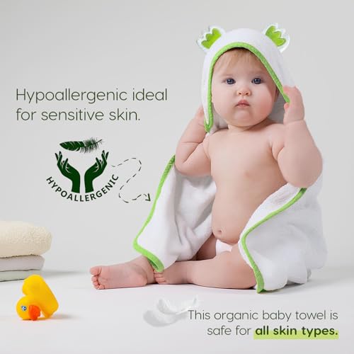 Image of Premium Baby Hooded Towels Absorbent, with Free Bath Sponge