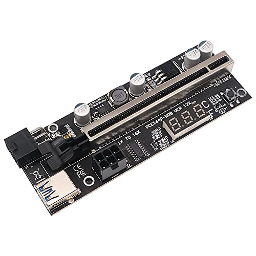 Mustpoint 2X New Version PCIE Riser 1x to 16x Graphic Extension with Temperature Sensor for Bitcoin GPU Mining Powered Riser Adapter Card