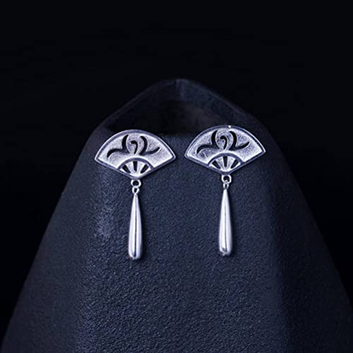 Boucles d'oreilles creuses éventail en argent S925 véritable artisanat - 4