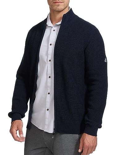 Indicode Herren INLayton Strickjacke mit Stehkragen und Reißverschluss | Cardigan Feinstrickjacke für Männer Navy, M