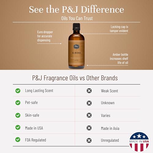 Image of P&J Trading - Almond Scented Oil 100ml - Fragrance Oil for Candle Making, Soap Making, Diffuser Oils