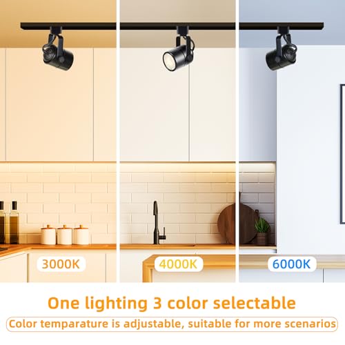 Image of 12PCS Black GU10 Track Light Heads,10W 3CCT, H Type 13.1FT Rails | Black GU10 LED track light heads with 10W replaceable bulbs, 3CCT adjustable, matched with 13.1FT H type track rails. Suitabl