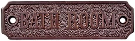 Adonai Hardware Rectangular Bath Room Brass Door Sign - Antique Brass