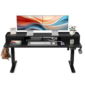 YIHAYO ローデスク 高さ46-72cm 昇降デスク 幅150cm 奥行き60cm 電動 ゲーミングデスク 昇降式デスク 引き出し付き 高さメモリー機能 上下昇降デスク 静音 収納フック付き 組み立て簡単 ローテーブル パソコンデ...