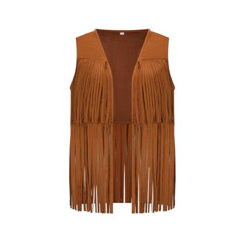 Girls Suede Fringe Vest Western Cowgirl Outfits Sleeveless Tassels Outfit Shirt Jacket