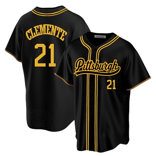 Custom Mens/Women/Youth Pittsburgh Black Roberto Clemente Seattle Baseball Stitched T-Shirt for Sports Fan