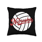 Red Nebraska Volleyball Ball Throw Pillow