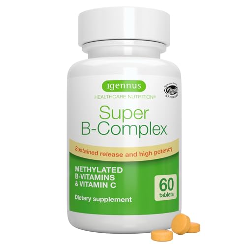Igennus Super B-Complex Methylated B Vitamins - Sustained Release, Clean Label & High Absorption, with 5-MTHF Folate & Methyl B12, Energy, Mood & Cognitive Performance, Lab Verified, 60 Small Tablets