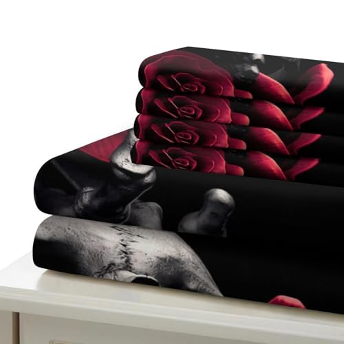 Housse de couette hypoallergénique imprimé 3D crâne ornemental ultra douce avec fermeture éclair