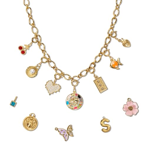 Build Your Own Custom Gold Charm Necklace, Personalized Statement Vintage Style Chunky Cable Chain Necklace for Women, Handmade Jewelry for Women