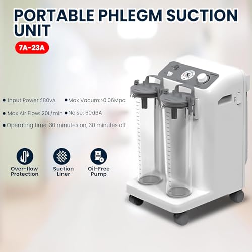 Image of OTICA Yuwell 7A-23A Electric Suction Apparatus (20 LPM Capacity) ABS Cabinet | Maintenance-Free Suction Pump It Comes with 2 Large 2 L Polycarbonate Jars