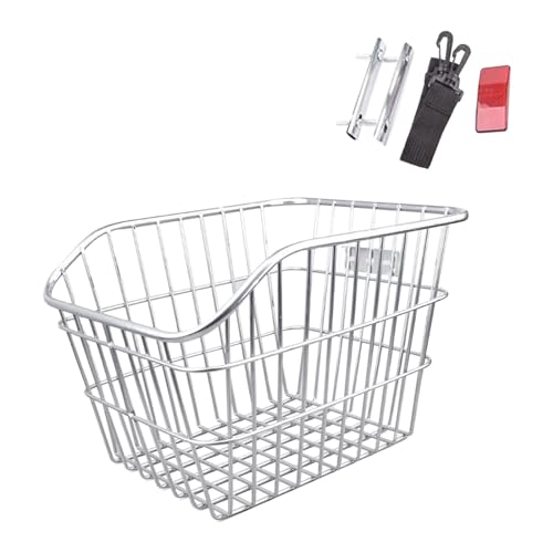 kowaku Rear Bike Basket Cycling Rack Basket Silver Heavy Duty Lightweight Bicycle Basket Bicycle Cargo Rack for Outdoor, Camping