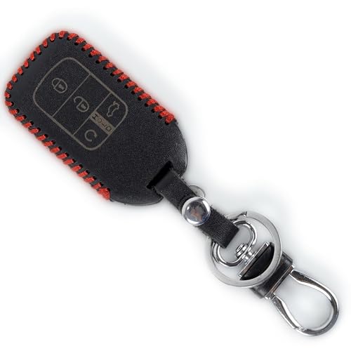 Image of Leather Car Smart Key Cover Case for Honda New Civic New Honda City (Black)