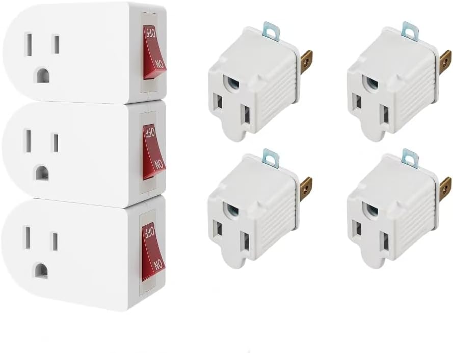 Two different adapters Grounded Outlet Wall Tap Adapter with On/Off ...