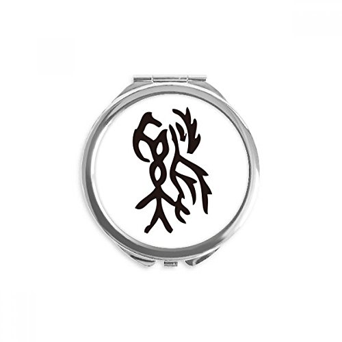 Miroir de poche coq signe zodiacal chinois miroir maquillage portable rond de 2,6 pouces