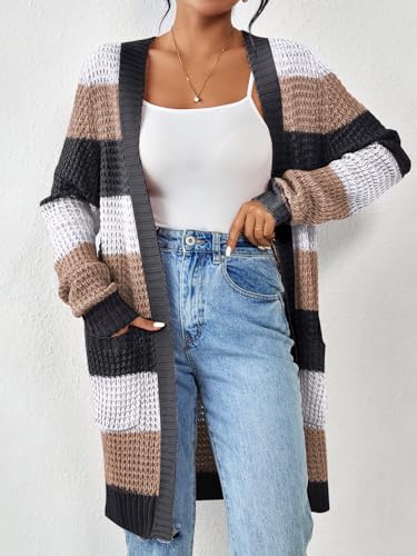 Image of Zeagoo Women's 2025 Fall Open Front Cardigan Long Batwing Sleeve Chunky Knit Sweater Loose Outerwear Coats with Pockets