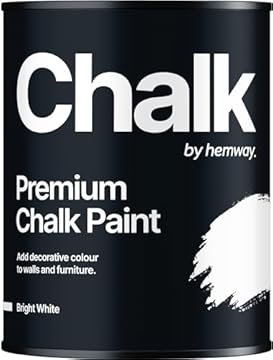 Hemway - Premium Chalk Paint - Bright White 1 L | Chalky Matt Shabby Chic Finish for Interior Furniture & Walls | Quick Dry & 1 Coat