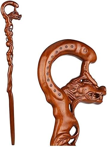 Laska Laska Laska dla osób starszych Laska z litego drewna Drobna rzeźbiona rękojeść kranu Sugerowane pomyślne artykuły dla osób starszych Długość 94 cm Łatwe do przycięcia w razie potrzeby
