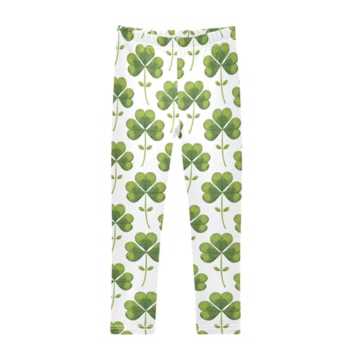 St. Patrick's Clover Green B Girls Leggings Athletic Pants Tights Stretch Bottom