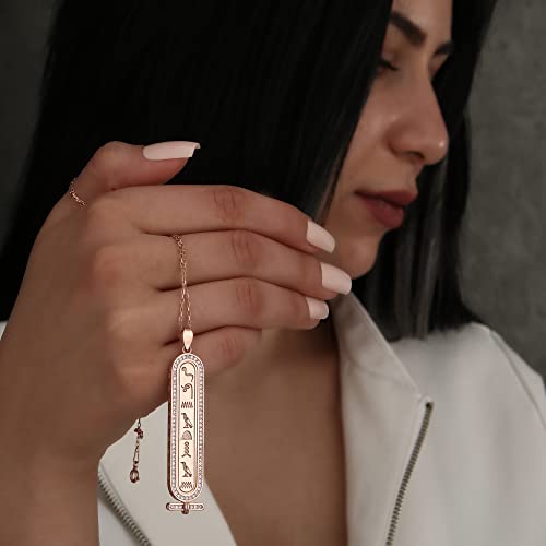 Gold Cartouche Personalized Name Necklace, Handmade 14k Gold Egyptian Pendant Jewelry, Unique Gift for Her